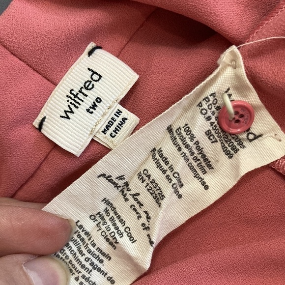 Aritzia Wilfred Wrap Dress Belted Mini Franca Coral Pink Long Sleeve - Picture 10 of 10